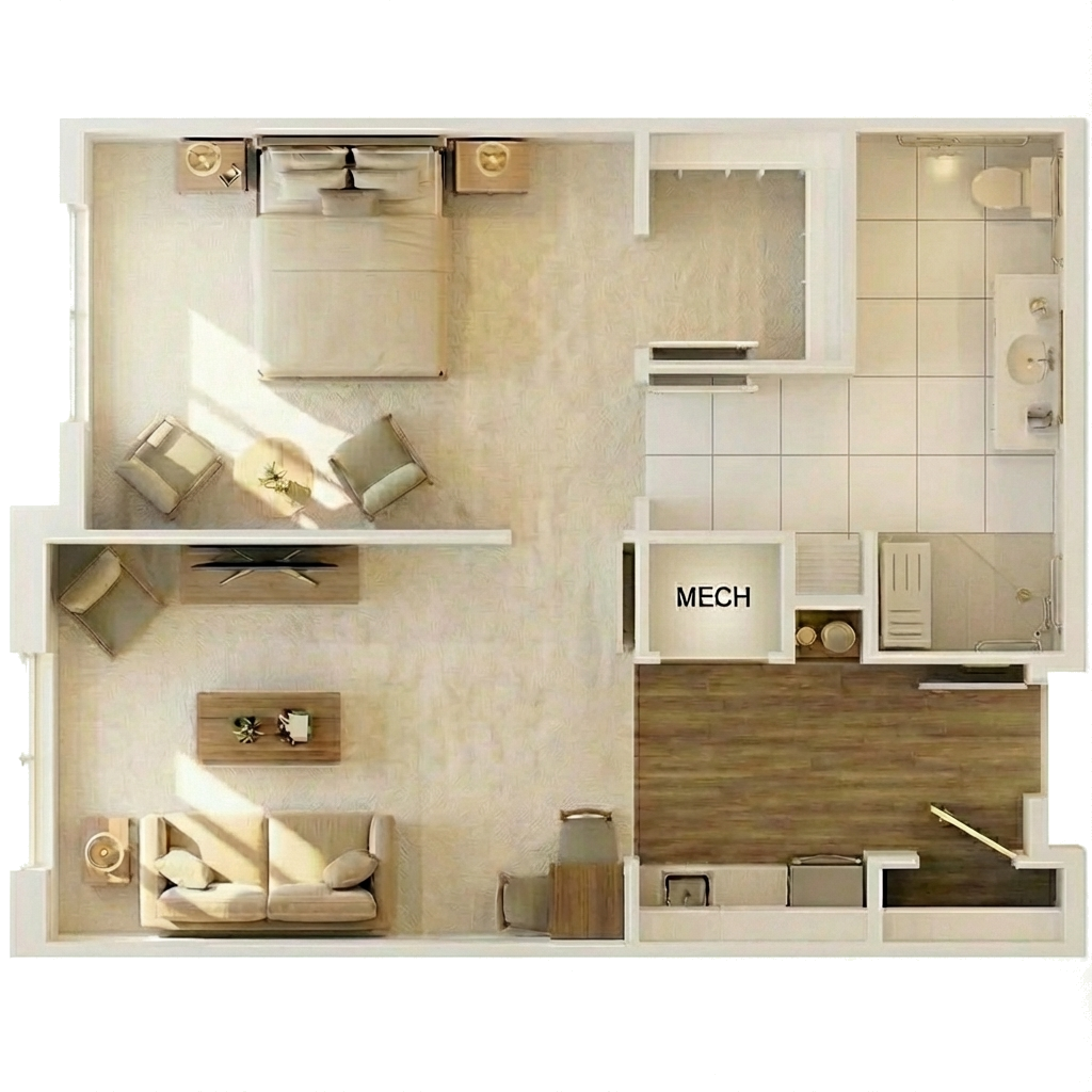 Magnolia Assisted Living Apartment 1 bed 1 bath 605 Sq Ft Deluxe