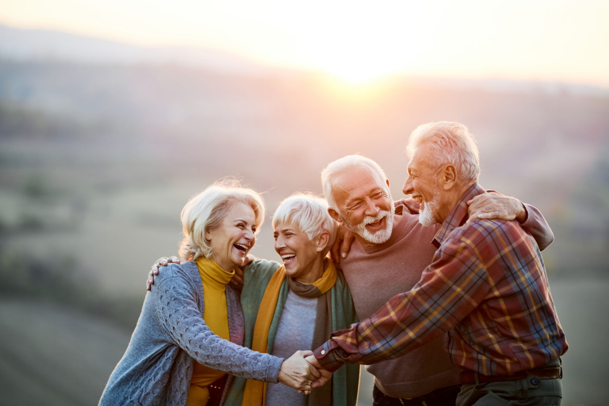group of seniors by the beach