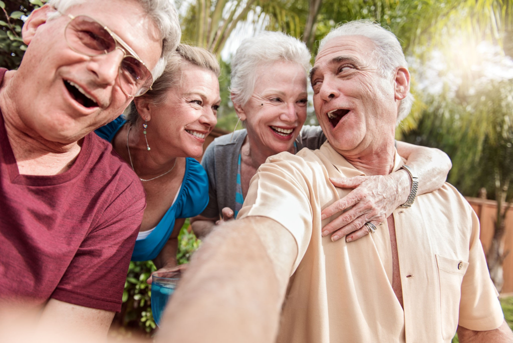 group of seniors having fun